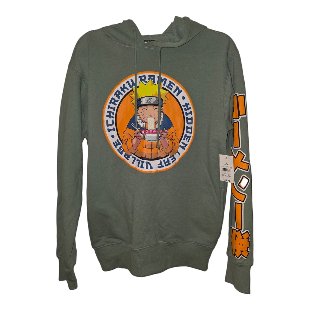Green Naruto Hoodie with Ichiraku Ramen Graphic Small
